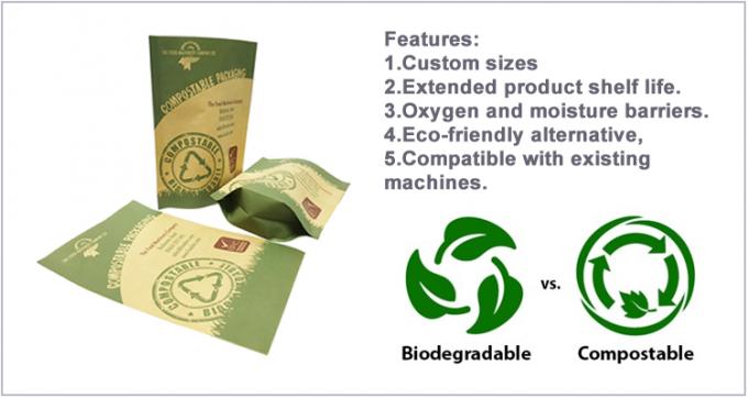 100% Biodegradable Kraft Paper Food Bags 0.12mm Thickness For Coffee / Snack