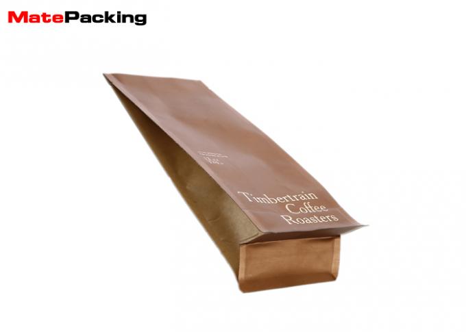 Flat Bottom Kraft Paper Pouch , Heat Sealing Brown Paper Bags For Food