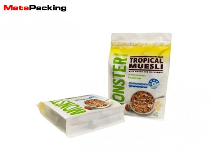 Side Transparent Flat Bottom Pouch Ziplock Snack Food Packaging Custom Size