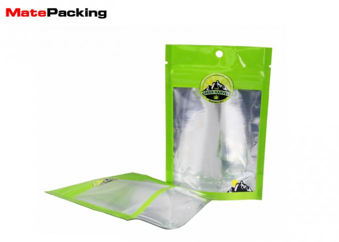 Custom Color Stand Up Plastic Pouches , Tobacco Stand Up Zipper Bags With Window