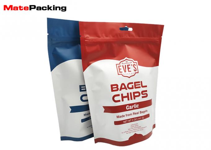 Euro Hold Top Stand Up Pouch Zip Lock Bags Matte Printing Round Bottom For Chips