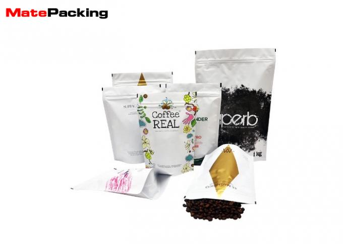 Zipper Custom Printed Stand Up Pouches Plastic Laminated Foil Coffee Bags With Valve