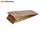 China Flat Bottom Kraft Paper Pouch , Heat Sealing Brown Paper Bags For Food factory
