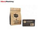 Zipper Flat Bottom Coffee Bags , Customized Kraft Coffee Bags With Valve