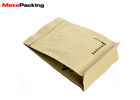 Natural Brown Flat Zipper Pouch , Custom Printed Valve Sealed Coffee Bags