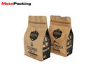 Food Grade Heat Seal Stand Up Coffee Pouches , Packaging Tin Tie Brown Paper Coffee Bags