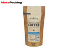Stand Up Kraft Paper Coffee Bags , Resealable Coffee Bags Pouch With Valve Foil Lamination