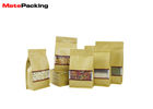 China Clear Window Flat Brown Kraft Paper Bags Zipper Foil Lined 0.12mm Thickness For Nuts factory