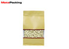 Clear Window Flat Brown Kraft Paper Bags Zipper Foil Lined 0.12mm Thickness For Nuts