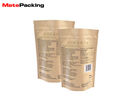 Recyclable Kraft Paper Food Bags , Ziplock Stand Up Pouch Moiseture Proof