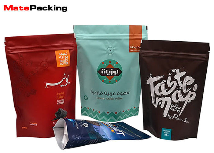 China Zipper Foil Food Pouches With Valve For Coffee Moisture Proof High Barrier factory