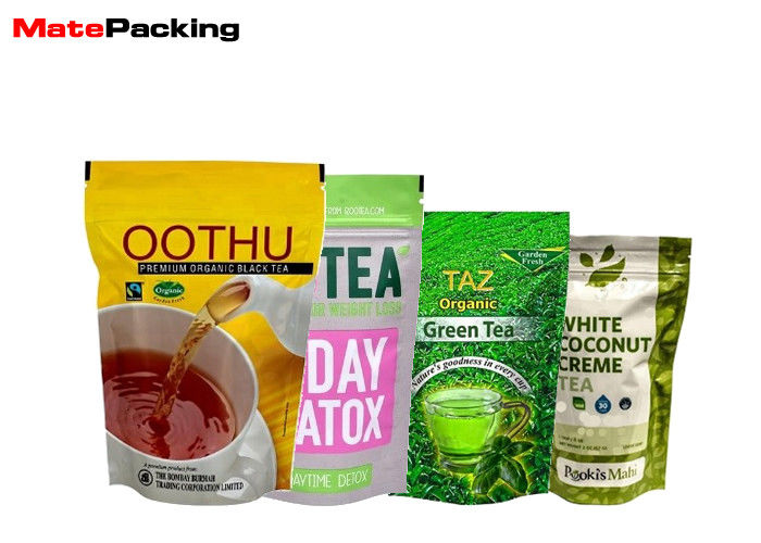 China Zipper Custom Stand Up Pouches , Tea Packaging High Barrier Pouches factory