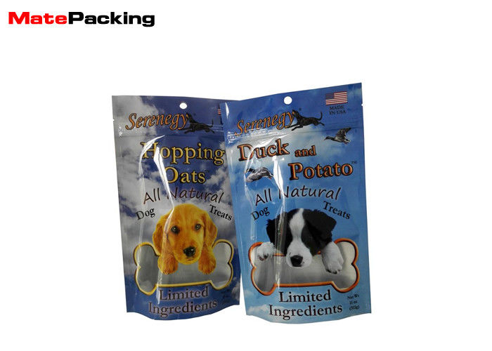 China Clear Ziplock Doypack Stand Up Pouch , Biodegradable Plastic Dog Treats Snack Packaging Bags factory