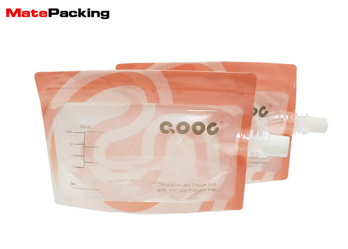 China Baby Food Ziplock Top Clear Plastic Pouches Measure Scale Printing 200ml factory