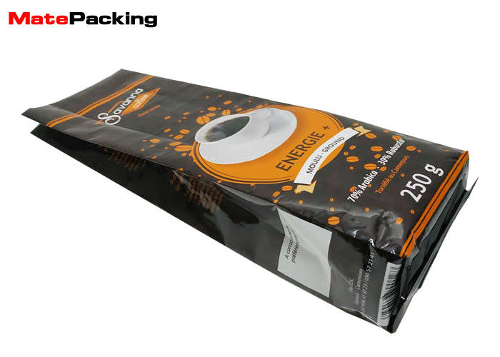 China Custom Printing Coffee Pouch Bags , Back Sealed Side Gusset Custom Coffee Bean Bags 250g factory