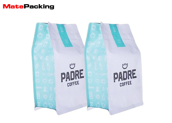 China Zipper Flat Bottom Coffee Bean Packaging Bags Pouches Customized Printing Heat Seal factory
