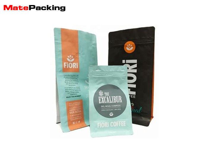 China Flat Bottom Coffee Bean Packaging Bags Pouch Customized Printing Matte With Zipper factory