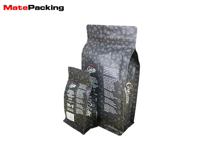 China Food Grade Stand Up Coffee Pouches , Flat Bottom Zipper Printed Foil Pouches For Coffee Tea factory