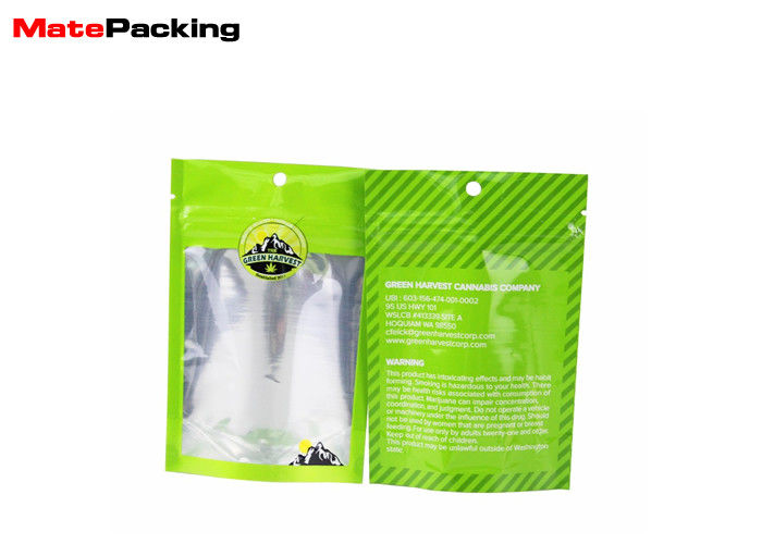 China Custom Color Stand Up Plastic Pouches , Tobacco Stand Up Zipper Bags With Window factory