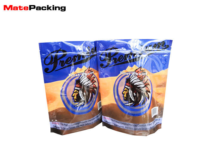 China Laminated Plastic Tobacco Pouch Resealable Zipper Custom Printed Tobacco Leaf Packaging Bag factory