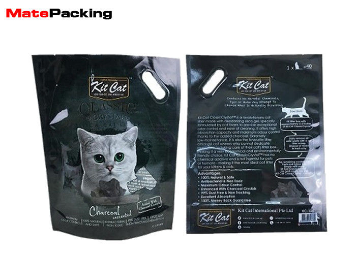 China Die Cut Reinforced Handle Pet Food Packaging Bags Custom Printing Flat Bottom factory