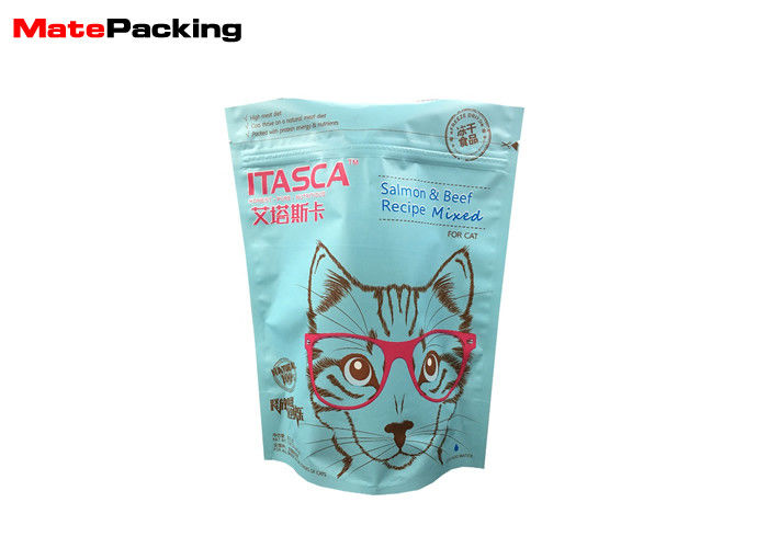 China Zipper Stand Up Pet Food Packaging Bags Customized Thickness For Cat factory