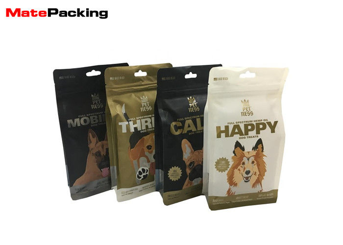 China Customized Printing Pet Food Packaging Bags Flat Bottom With Zipper / Handle factory