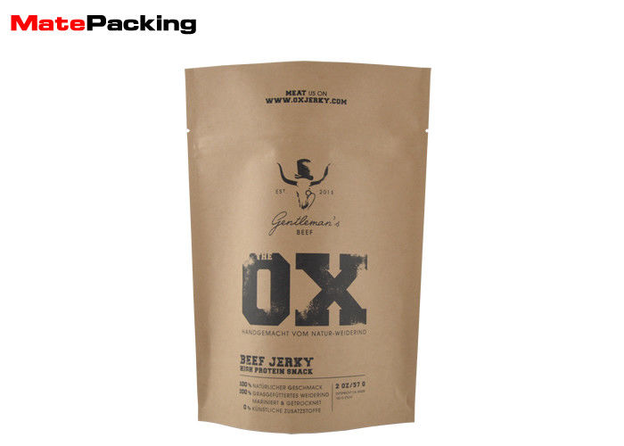 China Stand Up Kraft Paper Biodegradable Packaging Bags Food Package With Zipper factory