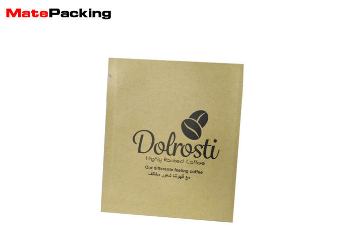 China Food Grade Biodegradable Packaging Bags Three Side Sealed Kraft Paper Bag With Tear Notch factory