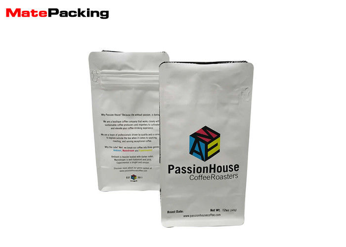 China Custom Printed Matt Flat Bottom Pouch Bag Moisture Proof For Coffee company