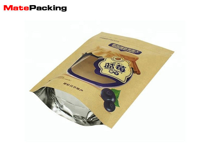 China Aluminum Foil Kraft Paper Food Bags Stand Up Zipper Lock Customs Size Gravure Printing factory