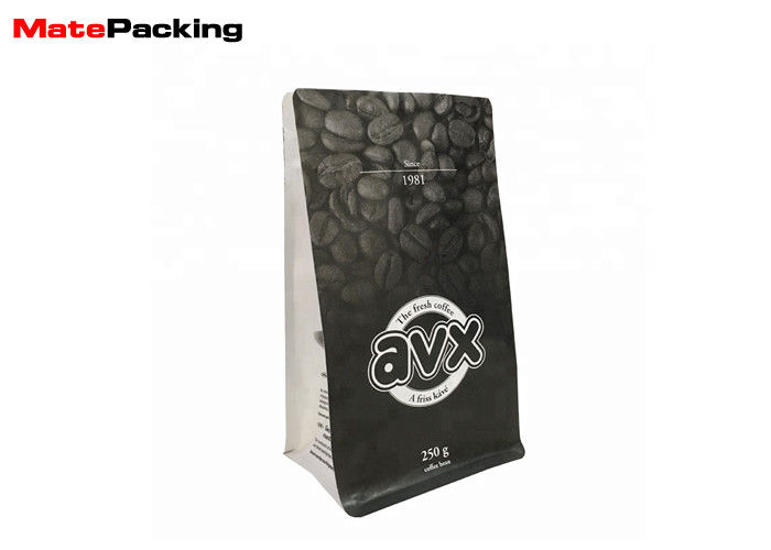 China 250g Flat Bottom Pouch Coffee Bag Customized Logo Printing With Side Zipper factory
