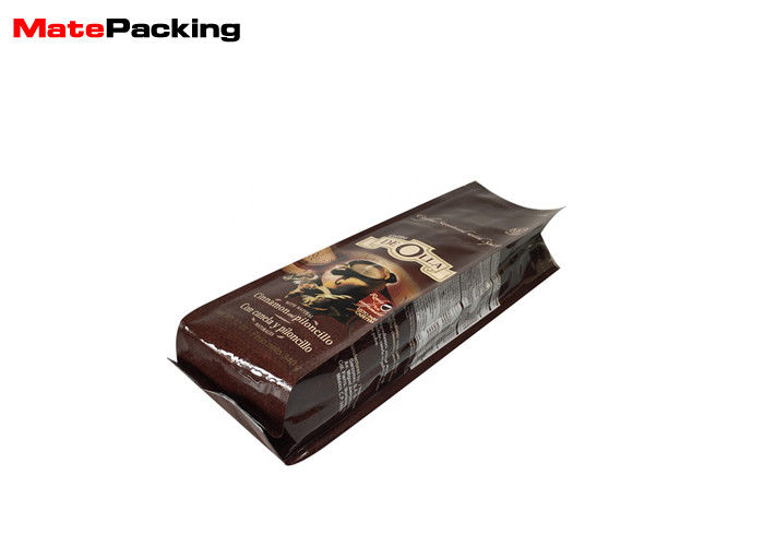 China 12oz Aluminum Foil Gusset Side Pouch Bag Glossy Printing No Leak For Coffee Package factory