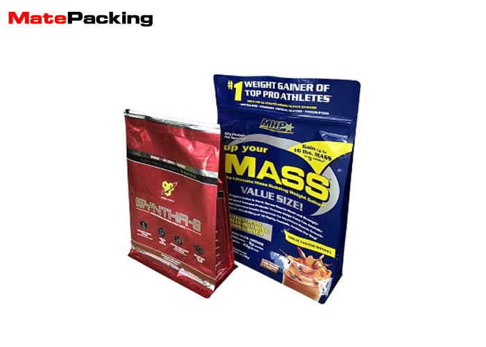 1kg Flat Bottom Food Grade Stand Up Pouches For Whey Protein Powder