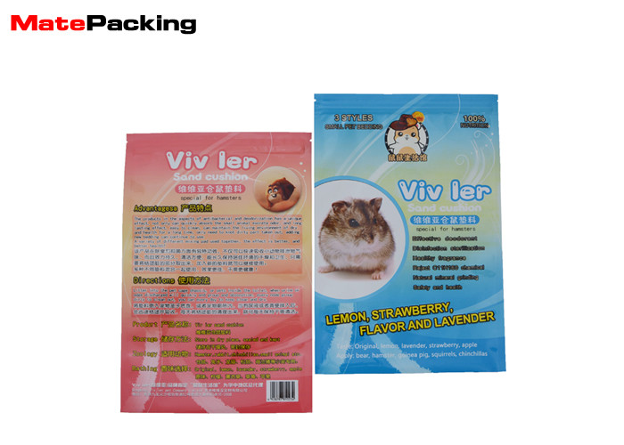 Custom Logo Printed Pet Food Packaging Bags Three Side Seal Bag With Zipper