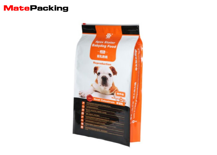 Stand Up Flat Foil Pouches , Custom Printed Pet Food Bag With Slip Zipper
