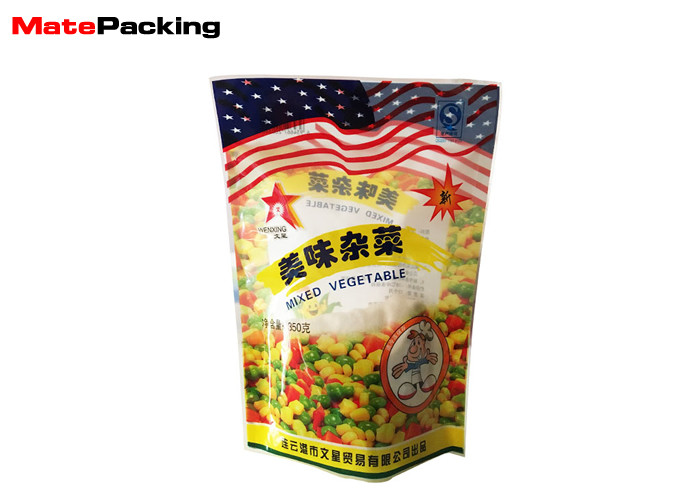 Heat Sealing Stand Up Barrier Pouches 350g Mixed Vegetable Food Packaging