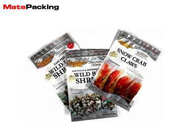 Frozen Sea Food Heat Seal Foil Pouches , Silver Ziplock Foil Bag Pouches