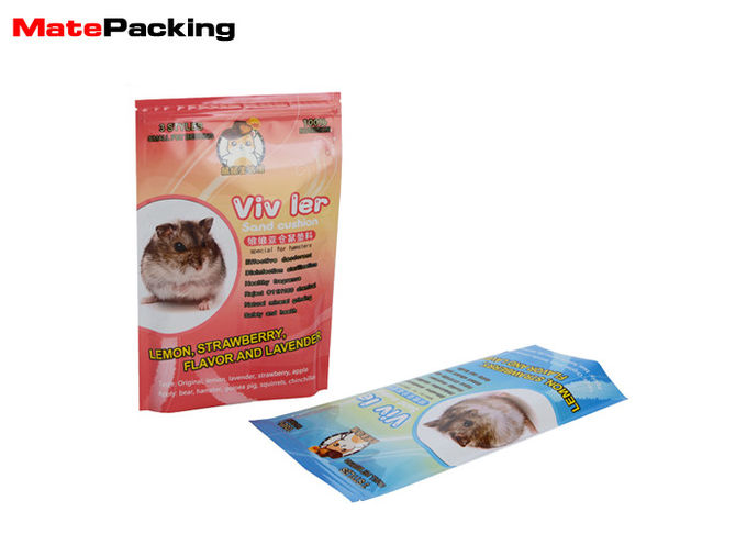 Custom Logo Printed Pet Food Packaging Bags Three Side Seal Bag With Zipper