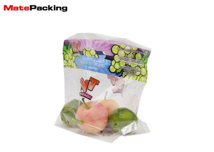 Custom Shape Fresh Vegetable Plastic Packaging Bags With Zip Lock / Hang Hole
