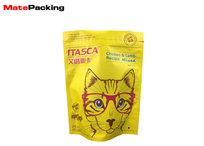 Zipper Stand Up Pet Food Packaging Bags Customized Thickness For Cat