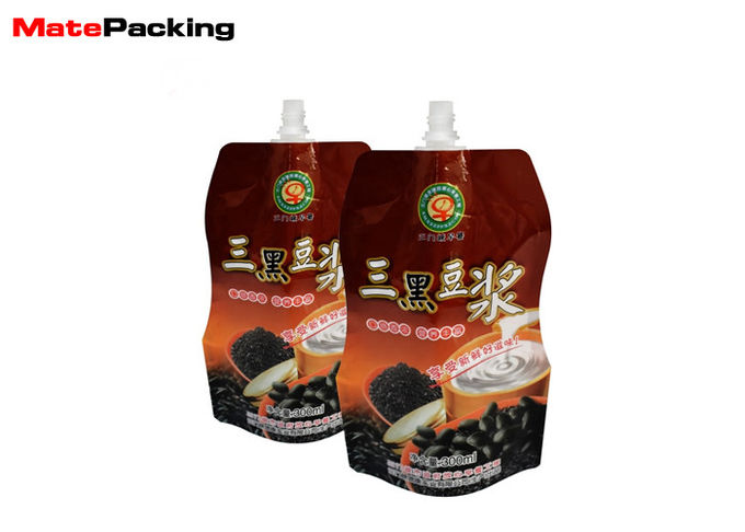 Gravure Printing Stand Up Pouch Bags , Soybean Drink Packaging Plastic Pouches For Liquids