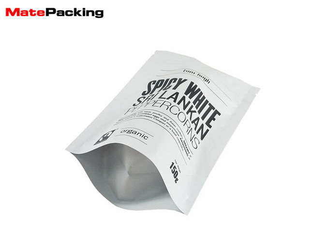 150g Matte Printing Foil Food Pouches Aluminum Foil Stand Up Ziplock Peppercorn Bags