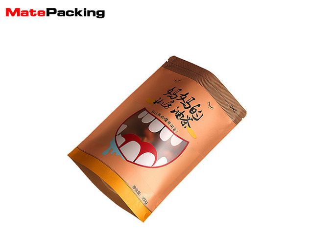150g ODM Food Packaging Pouches , Customized Brown Stand Up Paper Bags Durable